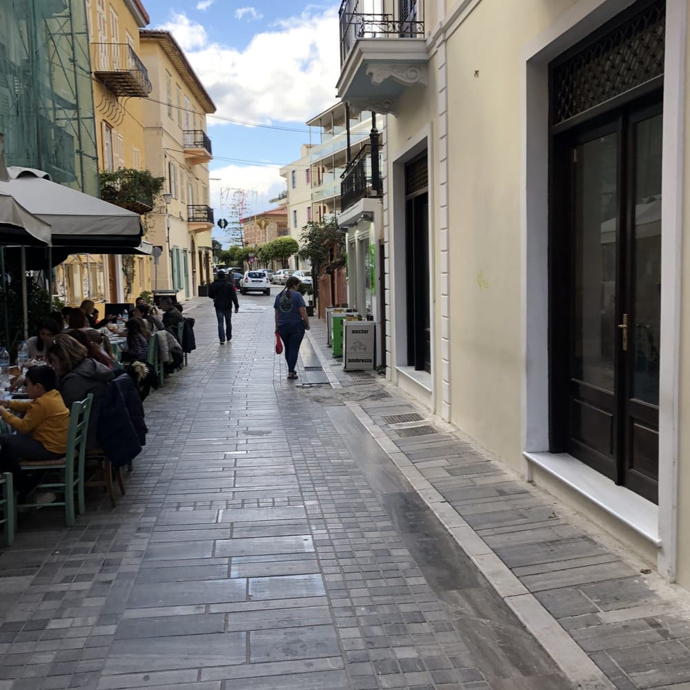 Nafplio, mid-afternoon. The theatre took the middle of the day.
