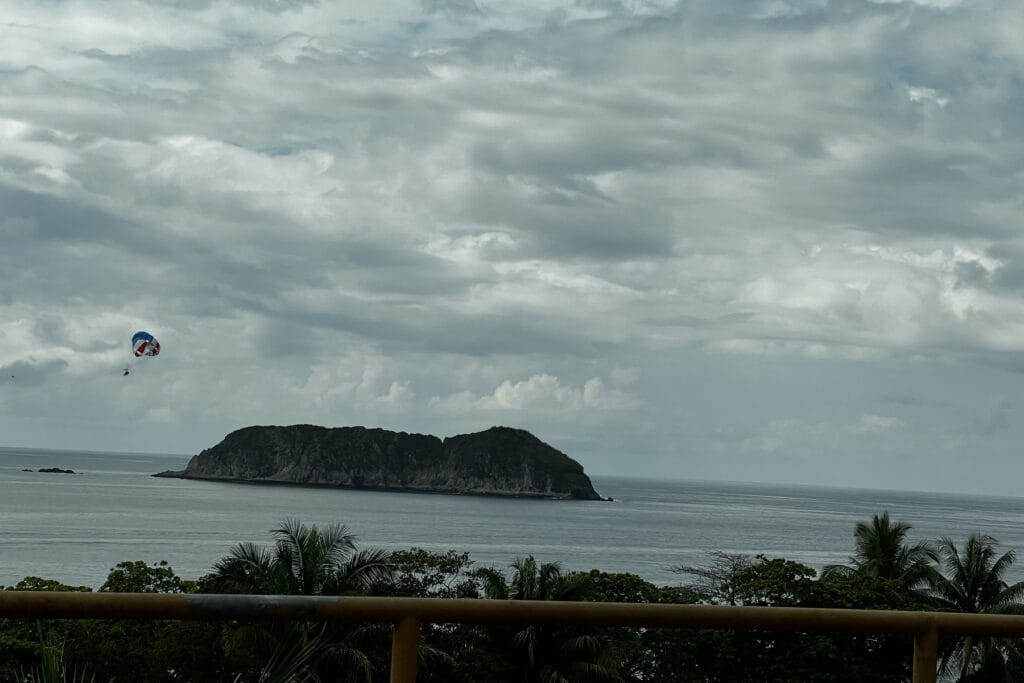 View of forested islands and calm ocean at Manuel Antonio, Costa Rica.