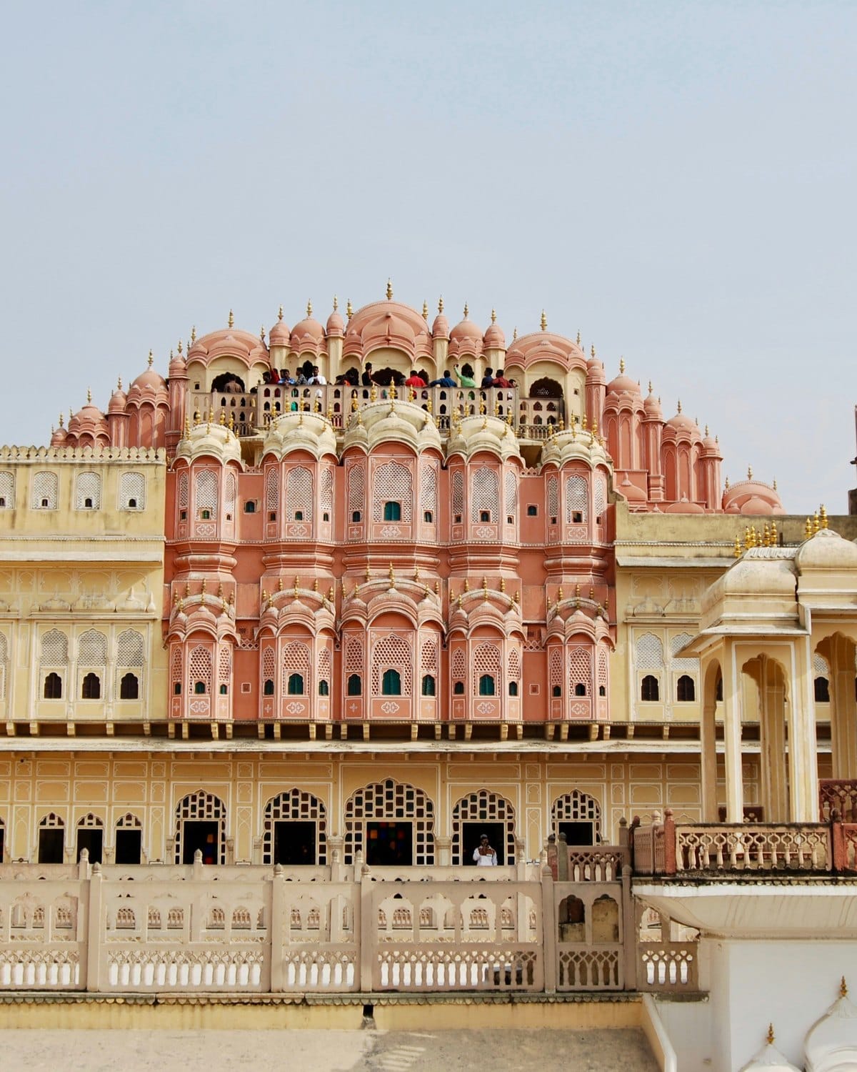 The rose-pink facade of the Hawa Mahal, Jaipur