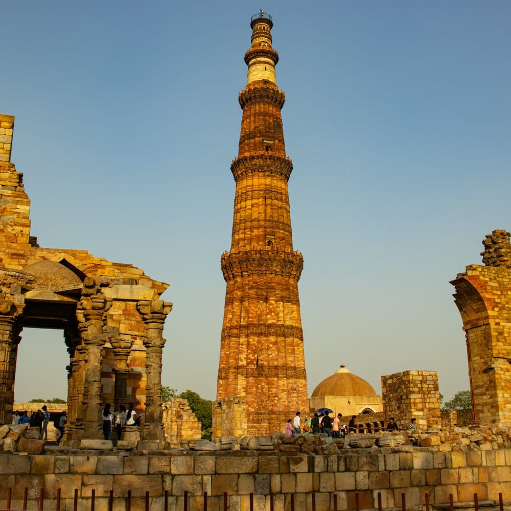 The Qutub Minar rising above its ruins, Delhi