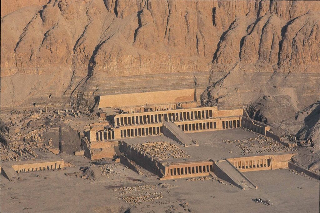 The terraced Temple of Hatshepsut against the cliffs at Deir el-Bahari, Luxor
