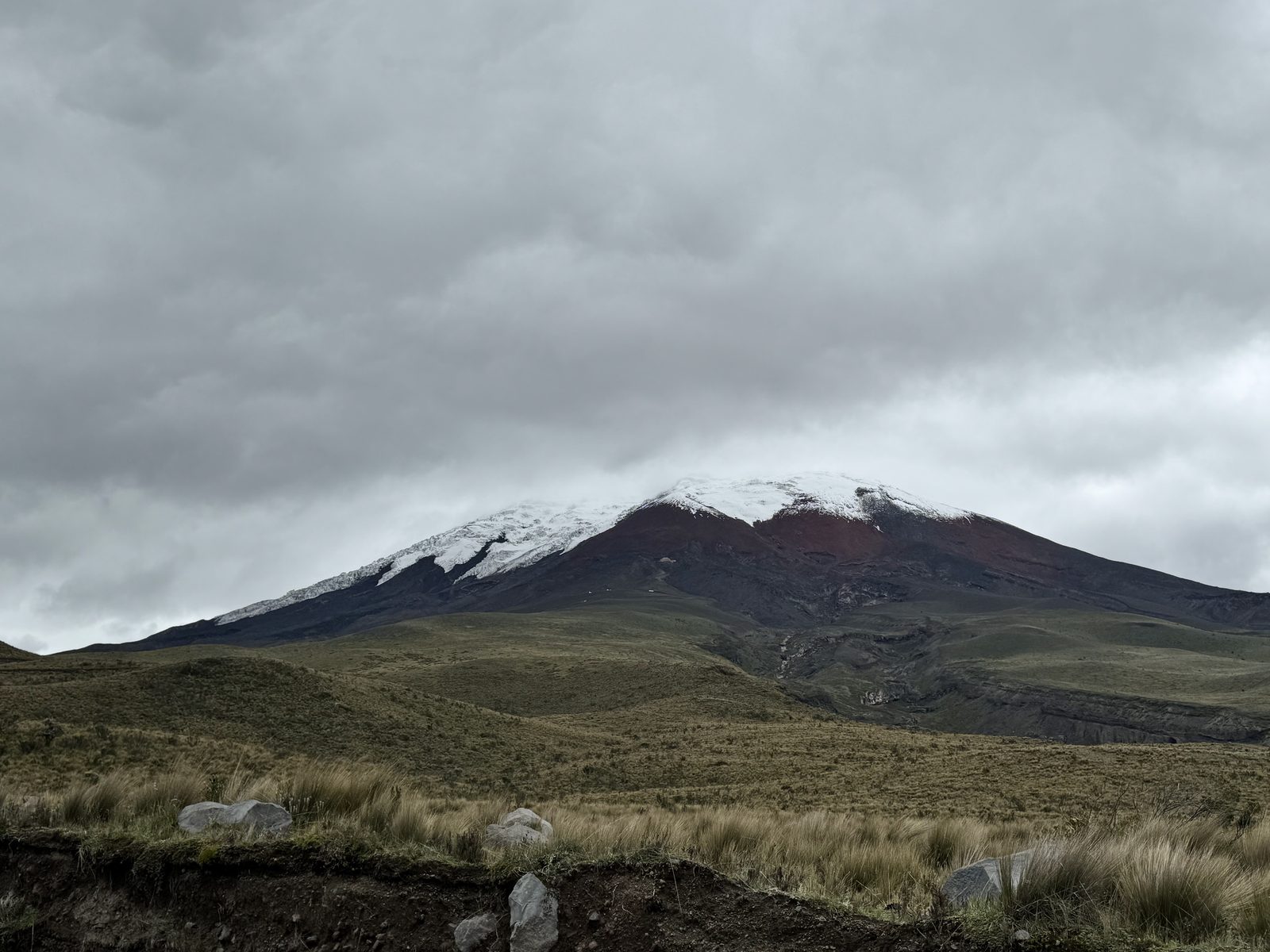 Snow-capped volcano and highland plain