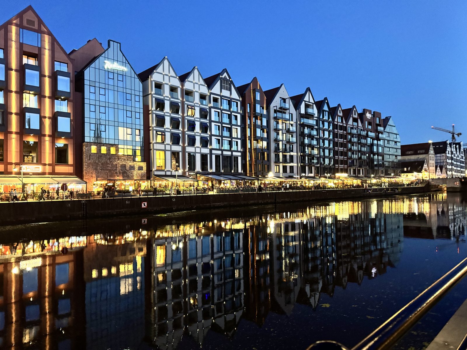 European waterfront at dusk